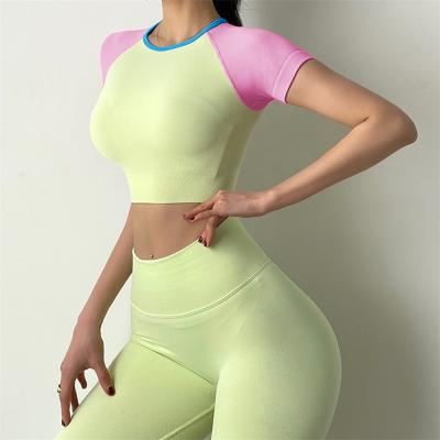 China Quick-Drying Best Selling Breathable Sports Yoga Tops Hot Selling Candy Color Fitness Yoga Tops Quilting for sale