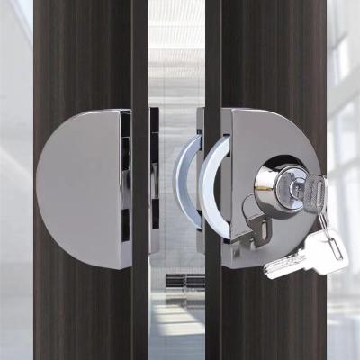 China Modern Hot Selling Frameless Glass Sliding Accessories Door Lock Cylinder Tempered Double Sided Sliding Double Sided Glass Door Lock for sale