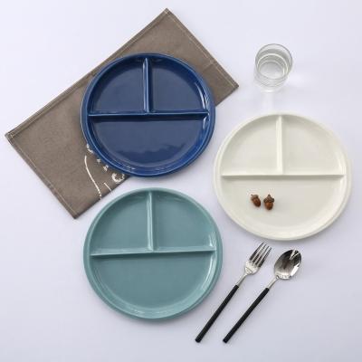 China Sustainable SOULCHE Ceramic Dinnerware Nordic Style 10 Inch Fast Food Dish Glazed Ceramic Divide Dishes for sale