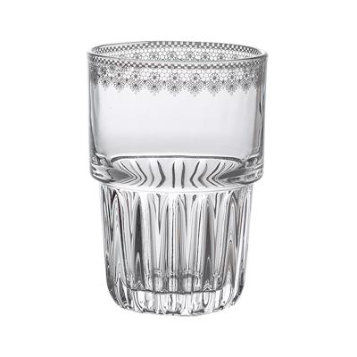 China SOULCHE Sustainable Glass Cup Home Drinkware Heat Resistant Lace Up Rim Glass Coffee Cups And Mugs for sale