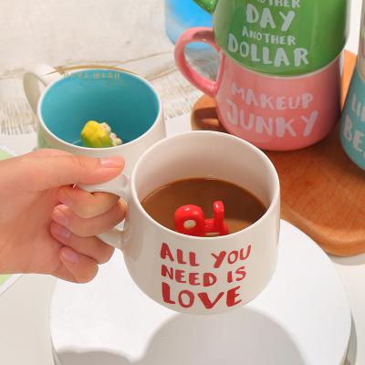 China Sustainable SOULCHE Ceramic Coffee Mugs Blind Box Breakfast Mugs Animals Creative 3D Ceramic Mugs Customized Logo Acceptable for sale