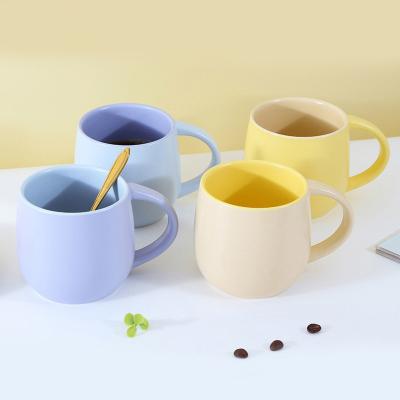 China SOULCHE Coffee Cup Sustainable Ceramic Cute Solid Ceramic Cup Ins. Mug Printed Logo Coffee Mugs Breakfast Cup 4 Colors for sale