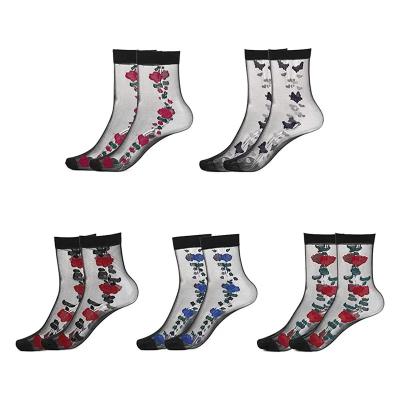 China QUICK DRY WUYANG FACTORY Transparent Crew Socks  Fancy Socks Summer Socks Casual Nylon Designer Ladies For Women for sale