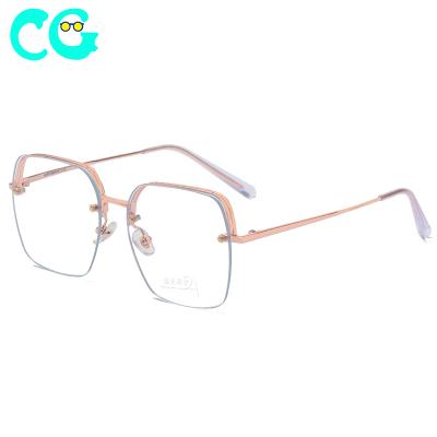 China Fashion sunglasses metal frame half anti-blue light up flat glass frame fashion large frame decorative mirror for sale