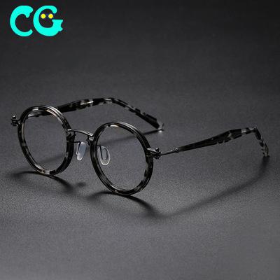 China 2021 Fashionable New Eye Frame Glasses Frame With Pure Titanium Plate Around Frame Eyewear Frame Customized Myopia Glasses New Retro for sale