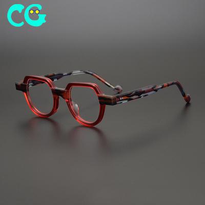 China 2021 Fashionable Handmade Jelly Color Niche Frame Glass Frame Eye Foil Myopia Glass Stitching High Quality Frame for sale