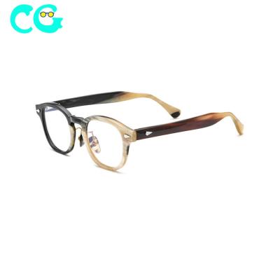 China Buffalo Fashionable Optical White Horn Black Belight Frame Eye Shape Eye Shape Glasses Frame Design Classic Unique Eyewear 10081 for sale