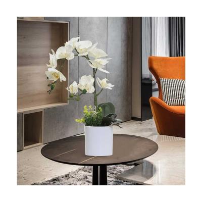 China Decoration 3D printing realistic artificial phalaenopsis flower arrangement with custom made vase for home decoration for sale