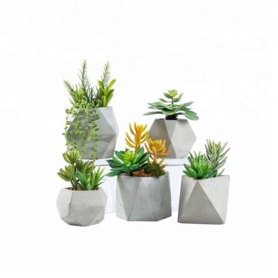 China Indoor; Exterior decoration; Factory direct wholesale fake succulent home artificial succulent in bare cement flowerpot for decoration for sale