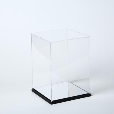 China Factory Size Customized Assembly Wholesale Clear Acrylic Display Box With Black Acrylic PVC Expansion Sheet+Mirror 20*20*30cm for sale