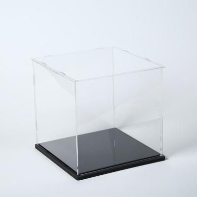 China Acrylic Display Box With Removable Black Lid Acrylic Gift Toy Box Assemble Rectangle Square Plexiglass Openable Acrylic Box 22*22*22cm for sale