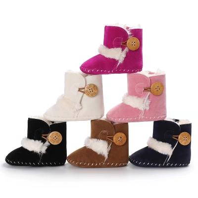 China Winter Anti-slippery Hot Selling Infant Booties Shear Boys Girls Baby Striped Snow Boots for sale