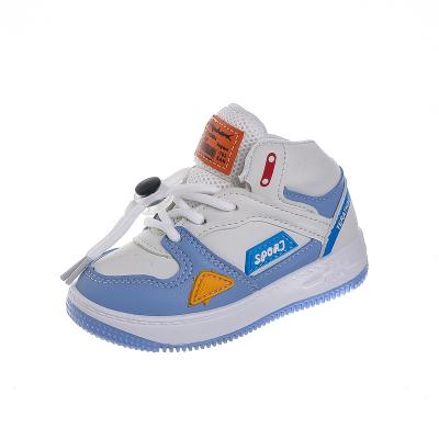 China Designger Breathable High Top Kids White Girls Boys Lace Up Toddler Sports Sneakers Shoes For Kids for sale