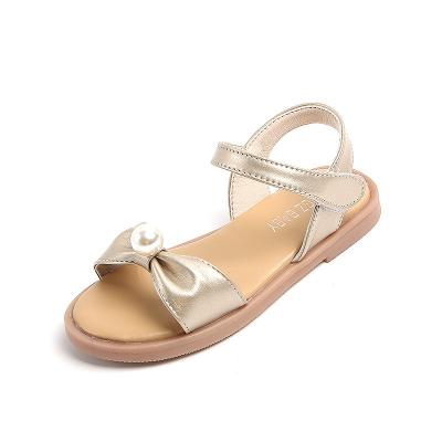 China Breathable Toddler Kids Girls Summer Shoes Leather Princess Pearl Children Sandals for sale