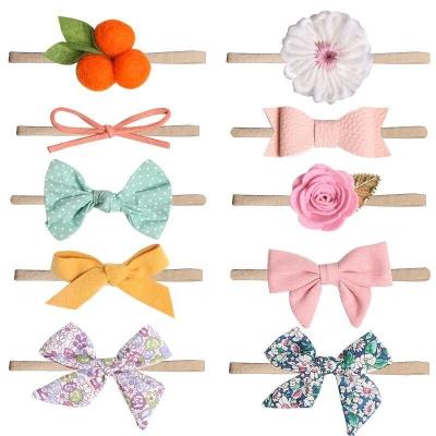 China Baby Headbands Kids Floral Lace Rose Bridesmaids Nylon Headbands Bows For Baby for sale