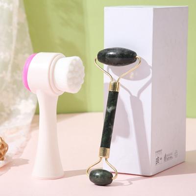 China Dual Action Brush Jade DEEP CLEANSING Facial Roller for Massage Makeup Tool Kit for sale