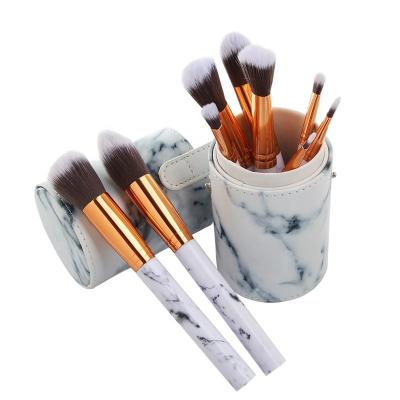 China Synthetic Hair Customized Handle White Marble Beauty Need Brush Makeup Brush Private Label for sale