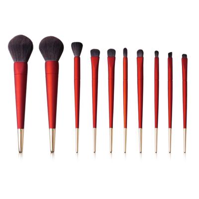 China Angular Blush 10 Pcs Professional Makeup Brushes Soft Beauty Kabuki Cosmetics Kit Tools maquiagem Make Up Brush Set for sale