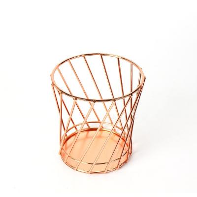 China Morden pencil holder, wire metal pencil cup. Rose Gold Desk Organizer for office supplies, school and home for sale