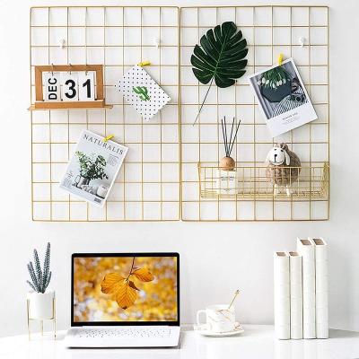 China Morden's Grid Wire Board, for Note Picture Board Wall Decor for Office Mat Photo Hanging Art Display Room View Office Storage, Gold for sale