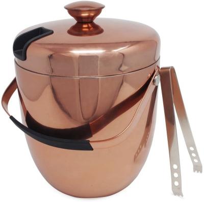 China Experienced Manufacturer Eco-Friendly Ice Bucket, Stainless Steel Double Wall and Insulated Ice Buckets with Lid and Tongs, Copper for sale