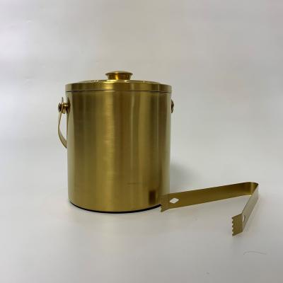 China Jiangmen Factory Viable Ice Bucket With Lid And Tong Double-Wall Stainless Steel Insulated Ice Bucket for sale