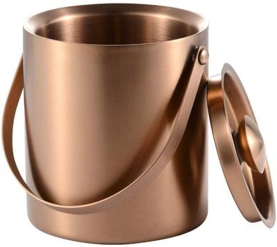 China Chinese Eco-Friendly Manufacturer Double Stainless Steel Insulated Rose Gold Ice Bucket With Lid for sale