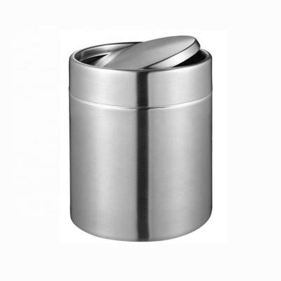 China Workable Mini Trash Can With Lid, Brushed Stainless Steel Small Tiny Mini Trash Bin Can, Countertop Trash Cans For Office Car Office for sale