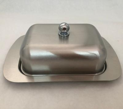 China Sustainable stainless steel butter dish with lid, storage trays for butter and cheese for sale