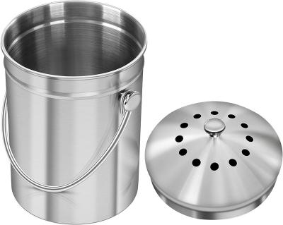 China Sustainable Kitchen Stainless Steel Compost Bin For Kitchen Countertop - Compost Bucket For Kitchen With Lid for sale