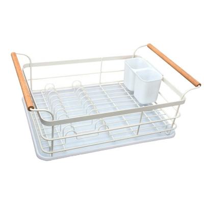 China Multifunctional Wooden Dishwasher Sustainable Tableware Drying Rack Drain Dish Rack Handle Kitchen Storage Rack for sale