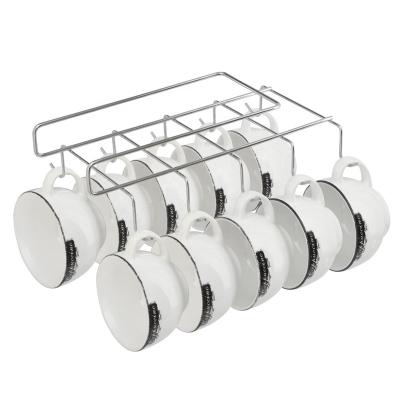 China 0 Hook Under-The-Shelf Sustainable Cup Holders, Metal Coffee Cup Storage Rack And Drying Rack for sale