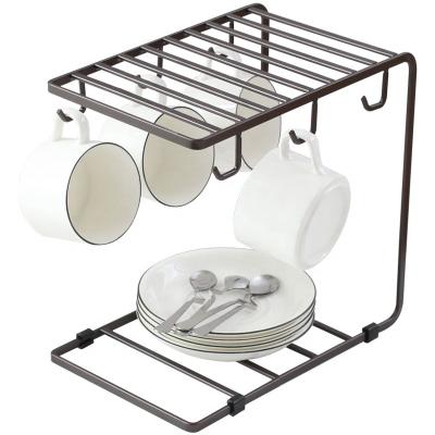 China T7U Metal Cup Tree Stand Viable Stand For Counter Coffee Cup Display Hanger Rack Organizer 6 Hooks For Buffet for sale