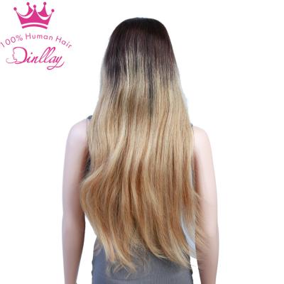 China 2022 Hot Sale Ombre Wig #27/613 Honey Blonde 13x6 Hair Thick Straight Lace Front Human Hair Wigs Pre Plucked With Baby Hair for sale