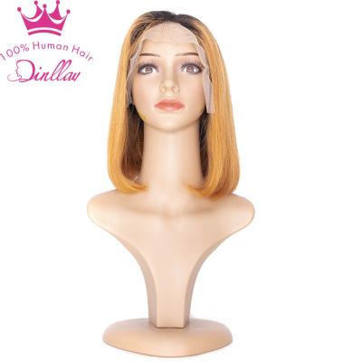 China Wholesale Bob Wigs Virgin Ombre Orange Silky Straight Wave Hair Highlight Short Wig13x6 Lace Front Wig Pre Pluck Lace Wig Vendors for sale