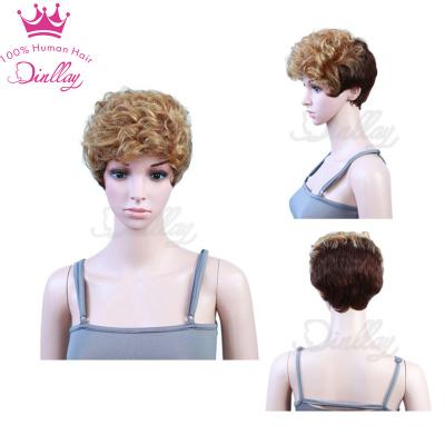 China Wholesale Water Wave Brazilian 10A Hair Machine Wigs Pixie Cut Virgin Short Curly Pre Pluck Curly Wig Vendors for sale