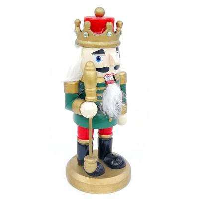 China 2022 Durable Christmas Decorations Cute Green Nutcracker Costume Wooden Nutcracker Christmas Ornament for sale