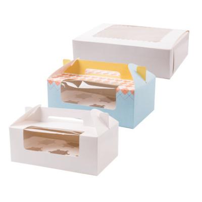 China Customized Custom Paper Cupcake Box With Handle And Window for sale