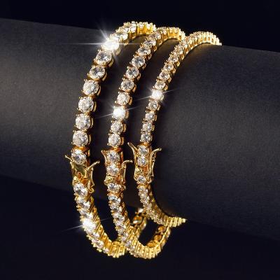 China Hiphop Juncheng GRA VVS Moissanite S925 925 Sterling Silver 10K 14K 18K Gold Plated Tennis Chain Bracelet For Men Women Diamond for sale