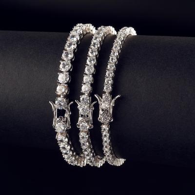 China Hiphop Juncheng Brass Gold Plated Men Women Wholesale Chain Zircon Diamond Tennis CZ Zircon Bracelet for sale