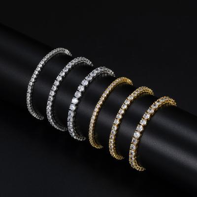 China High Quality 6mm Diamond Women Bling Cuban Link Hip Hop Chain Bracelet Tennis Jewelry for sale