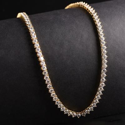 China Hiphop Tennis Chain Necklace Iced Out Copper Zircon Hip Hop Jewelry For Women 3mm Size Multi Color Optional Wholesale Custom for sale