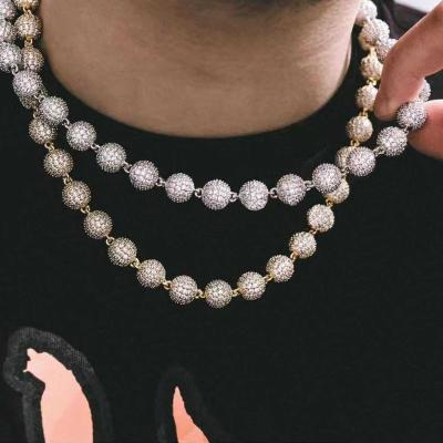 China Wholesale High Quality Round Bead Chain Bling Bling Cuban Link Hip Hop Cuban Chain Jewelry for sale