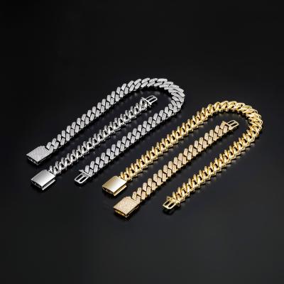 China Small Hiphop Chain Necklace 18k Yellow Gold Silver Cuban Diamond Cuban Chain Iced Out Cuban Chain Men for sale