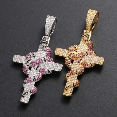 China FASHIONABLE Wholesale 3A+CZ Copper Hip Pendant Necklace Micro Insert Cross Pendant Necklace for sale