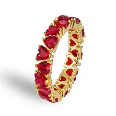 China TRENDY Shape Ring High Quality Cuban Zirconia Ring For Lady Fashion Heart Gold Plated for sale