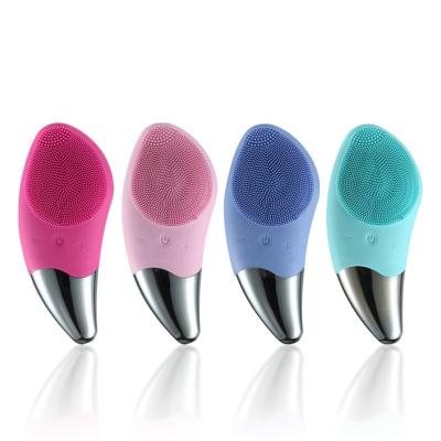 China Sonic Vibration Deep Pore Cleansing Electric Facial Brush Blackhead Skin Care Acne Treatment Silicone Facial Cleansing Brush for sale