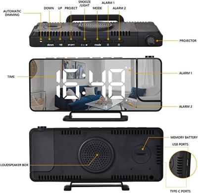 China Home Decor Radio Classic Desk Table Alarm Ceiling Projection Syncs Digital Clock With Usb Port for sale