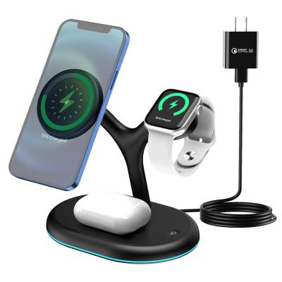 China Hot Selling Mobile Phone Wireless Charger 3 in 1 High Quality 15w Multifunctional Wireless Charger Watch Wireless Charger for sale