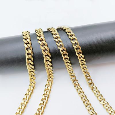 China TRENDY Plated Chains Custom Mens 14k Stainless Steel Cuban Chain Necklace Gold Hop Jewelry 18k Cuban Link Hip Chain for sale